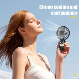 A Mini Fan With USB Charging For Cool Summer, Cartoon Cute Pets, Cute Penguins, And Long Battery Life Suitable For Home, Outdoor Sports, And Outdoor Work