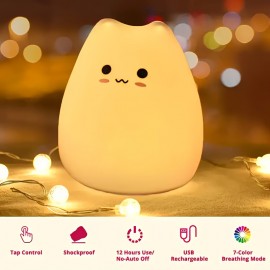1pc Cartoon Cute Cat Silicone Lamp, Color-changing LED Night Light, Touch Atmosphere Lamp, Home Decoration Living Room, Halloween, Christmas Decoration, Office Desk Accessories, Camping, Party, Birthday Christmas Perfect Gift
