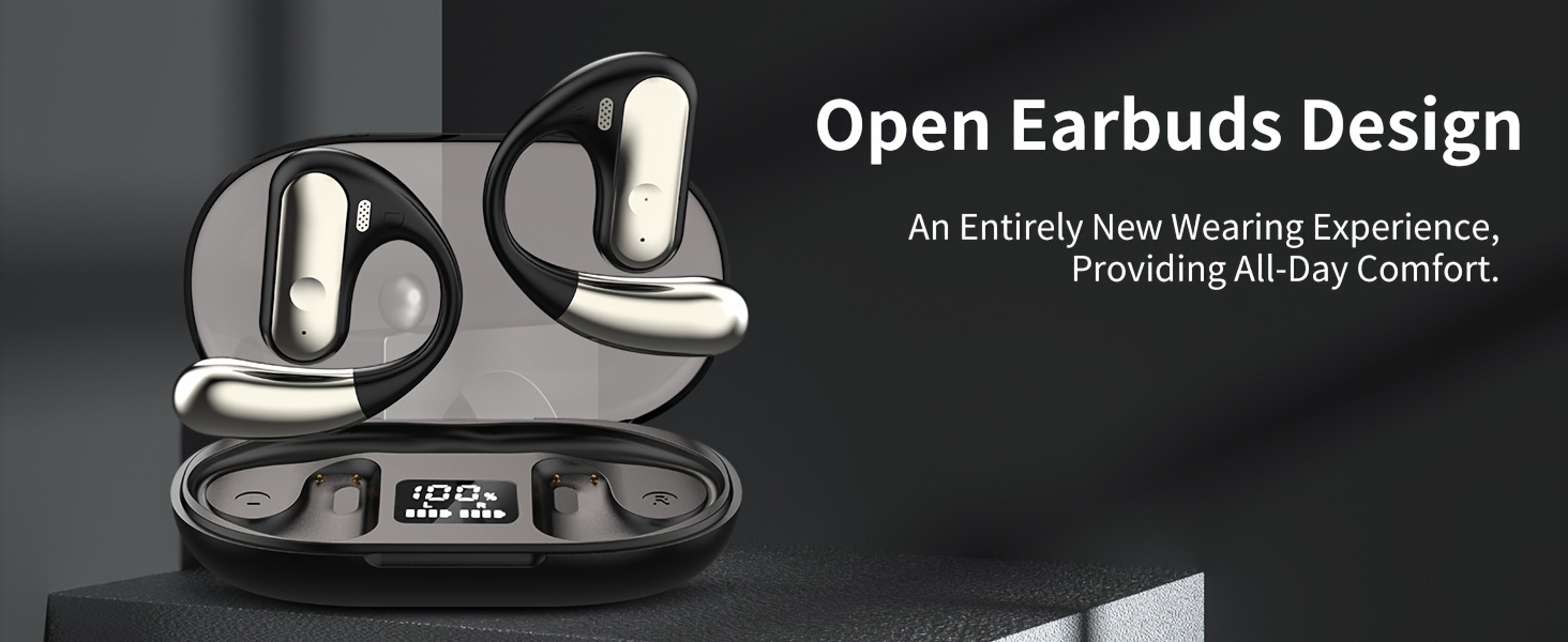 wireless earbuds over ear headphones high fidelity stereo 3d surround headphones open ear headphones air conduction headphones details 0