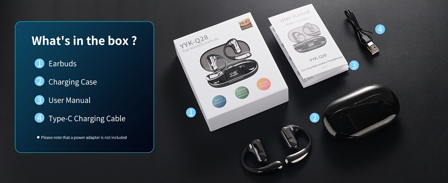 wireless earbuds over ear headphones high fidelity stereo 3d surround headphones open ear headphones air conduction headphones details 4