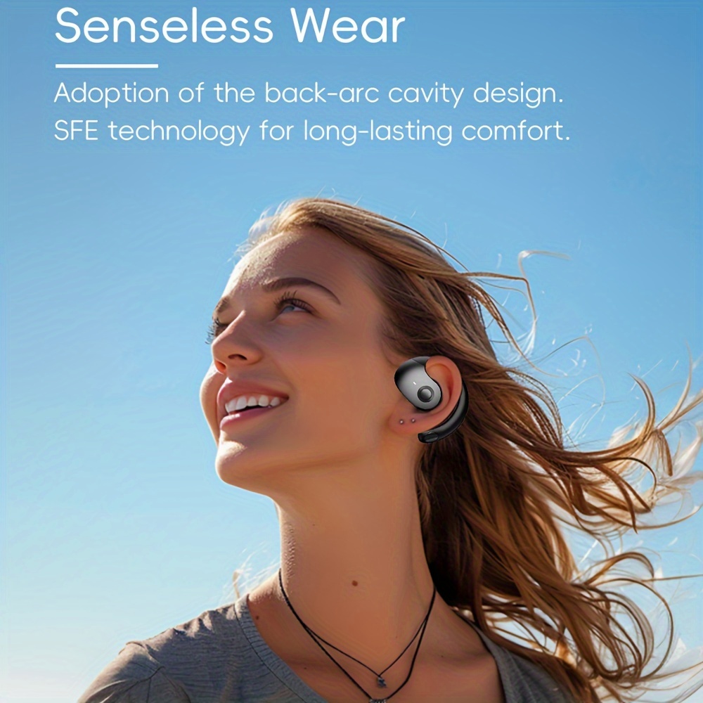 1pc wireless 5 3 earbuds bass stereo ear style hd voice with smart noise reduction sports headset with wireless charging case for running workout details 5