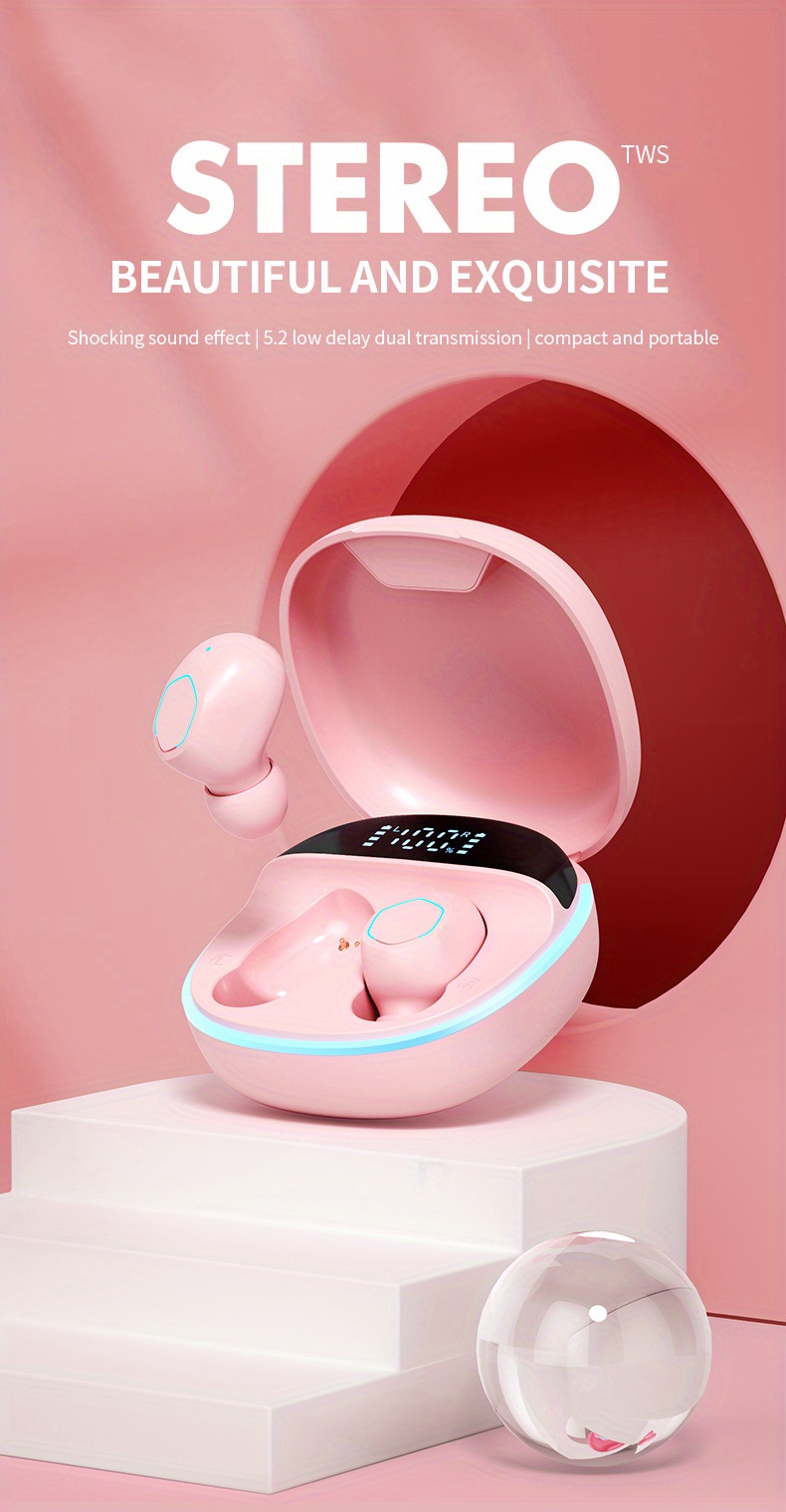 wireless earphones mini in earphones intelligent noise cancellation high definition digital display screen earphones gaming headphones super long standby details 0
