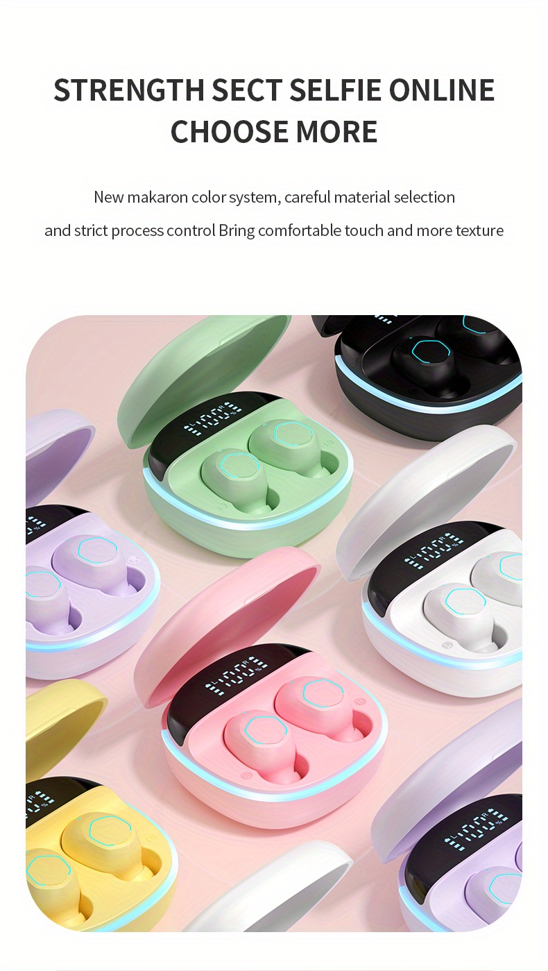 wireless earphones mini in earphones intelligent noise cancellation high definition digital display screen earphones gaming headphones super long standby details 1