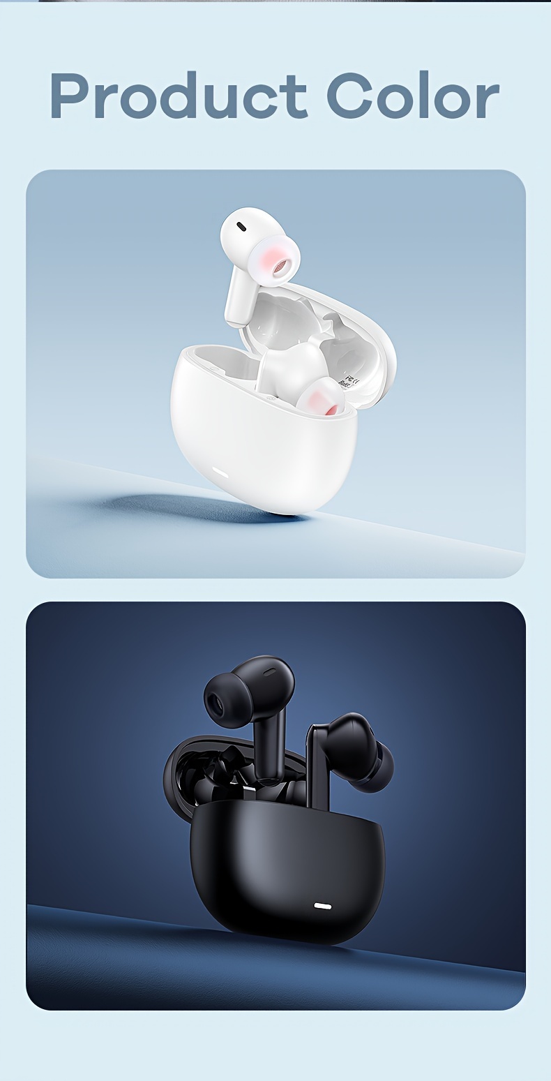 wireless earbuds active noise cancelling earphones wireless 5 2 with microphone charging case 30 hours playback time in ear high fidelity stereo waterproof earphones suitable for android details 5