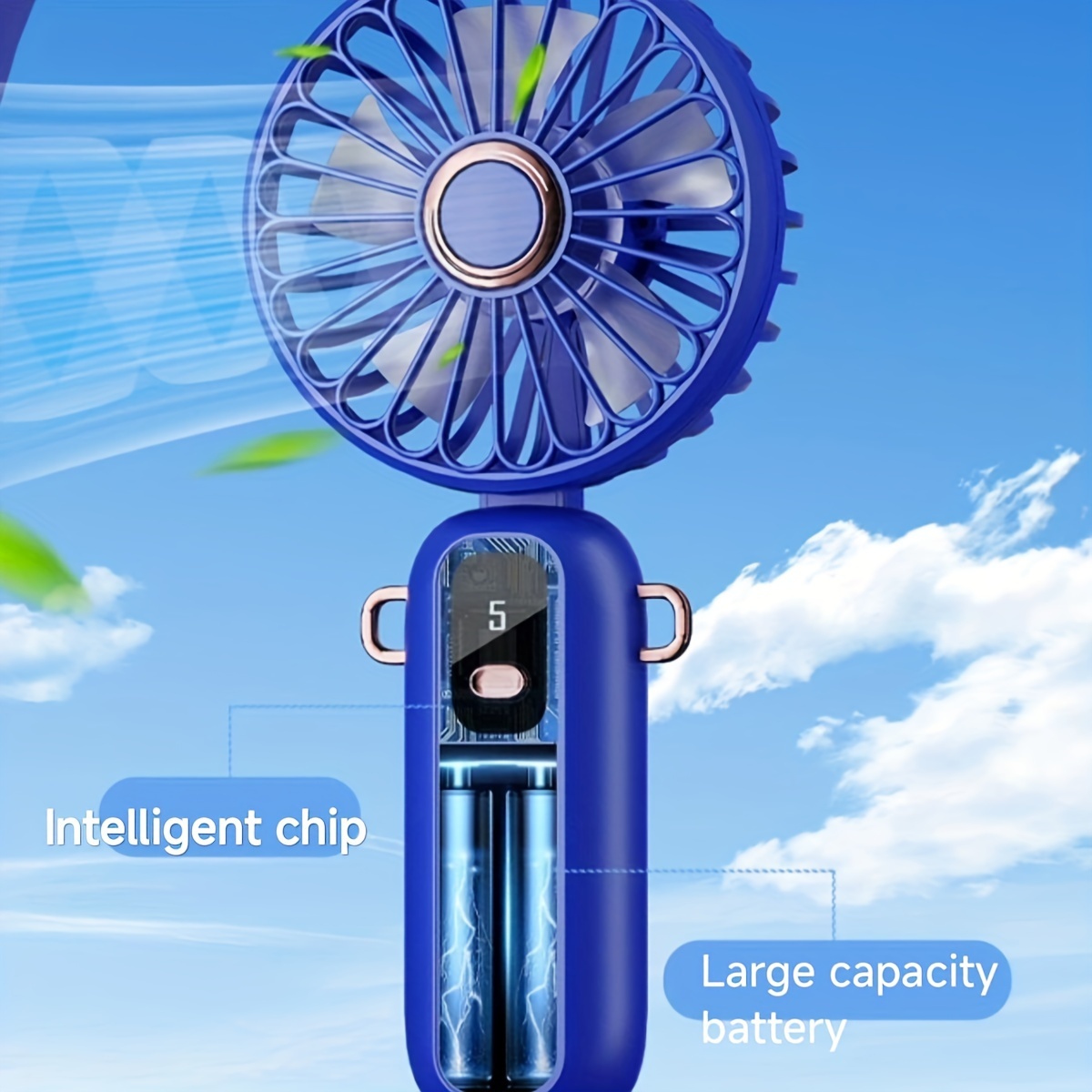 portable handheld fan rechargeable 90 adjustable foldable personal fan 5 speed wind display power usb rechargeable handheld fan silent handheld fan suitable for indoor and outdoor white details 0