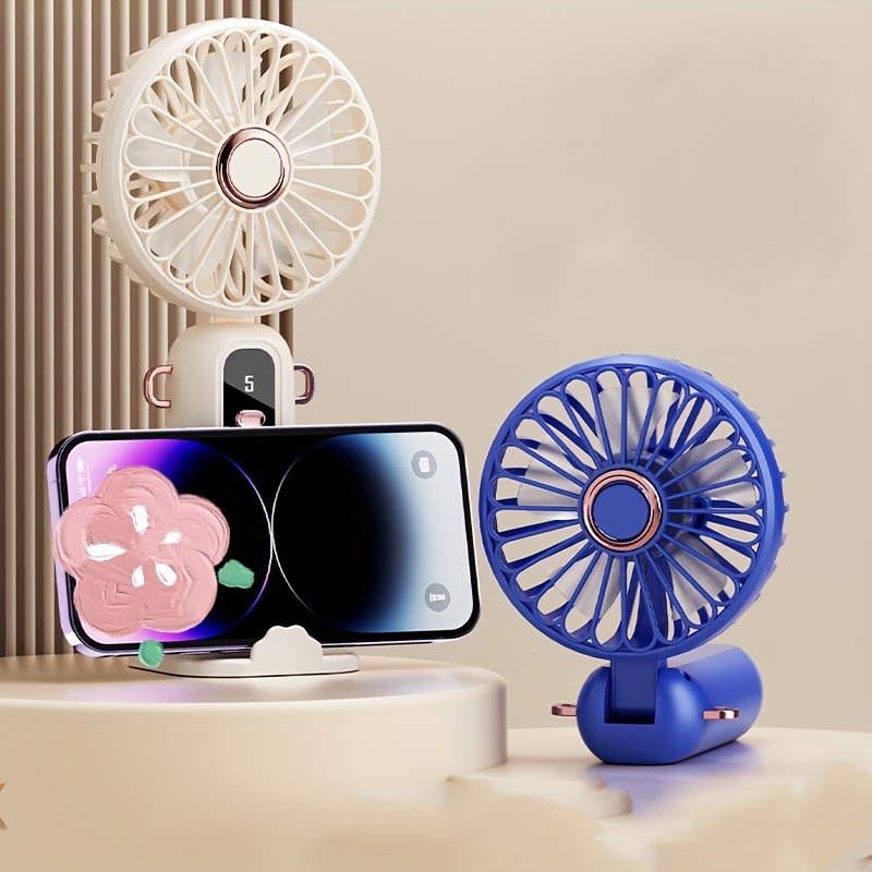 portable handheld fan rechargeable 90 adjustable foldable personal fan 5 speed wind display power usb rechargeable handheld fan silent handheld fan suitable for indoor and outdoor white details 2