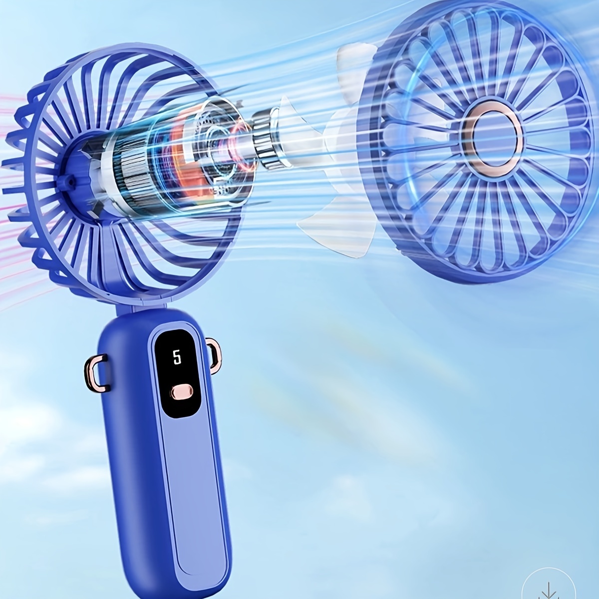 portable handheld fan rechargeable 90 adjustable foldable personal fan 5 speed wind display power usb rechargeable handheld fan silent handheld fan suitable for indoor and outdoor white details 3