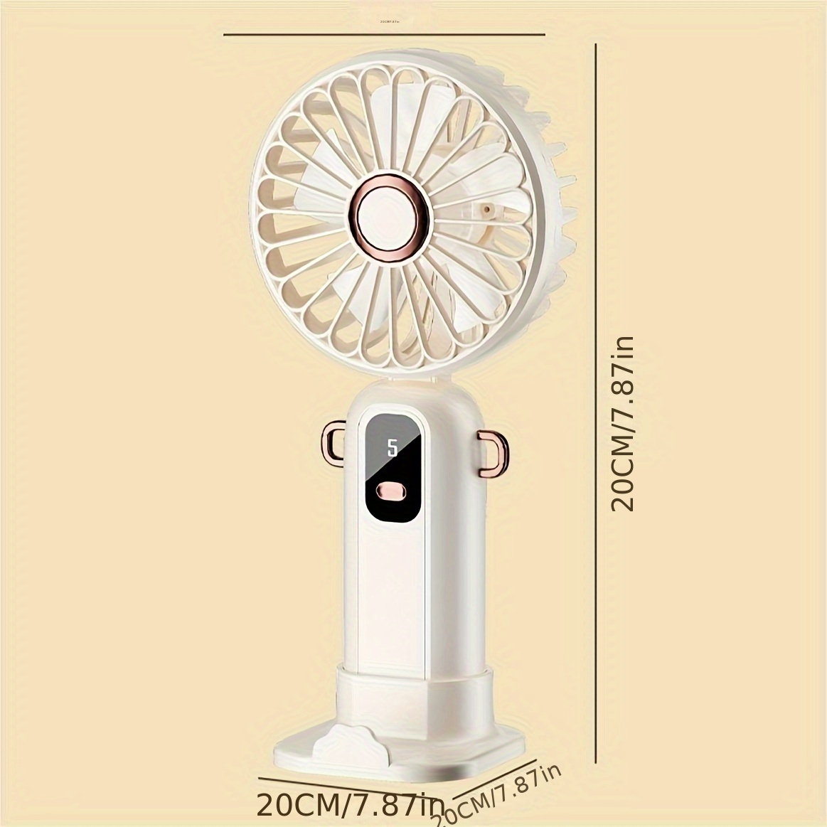 portable handheld fan rechargeable 90 adjustable foldable personal fan 5 speed wind display power usb rechargeable handheld fan silent handheld fan suitable for indoor and outdoor white details 4