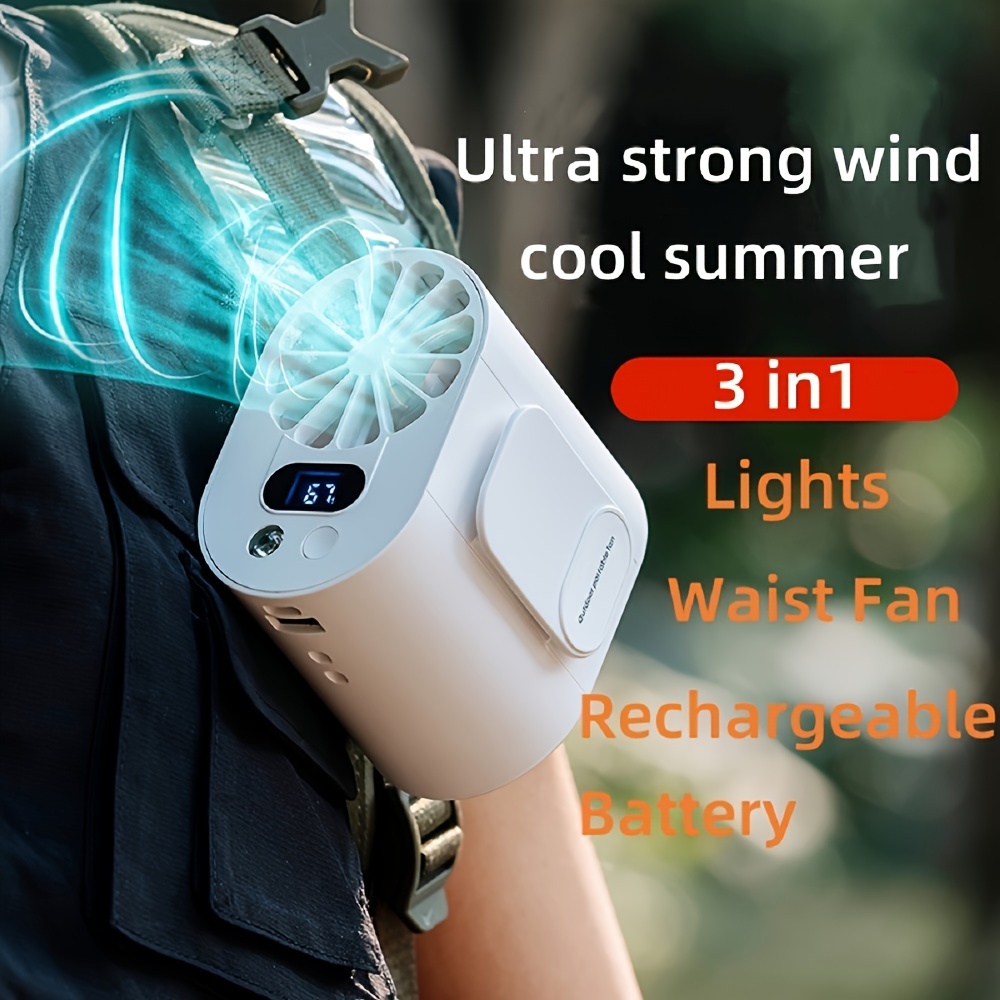 y08 waist hanging fan portable waist clip fan with digital display function 4 speed 9m s strong airflow hands free belt fan suitable for outdoor work fan portable fan portable fan for travel halloween christmas thanksgiving details 1