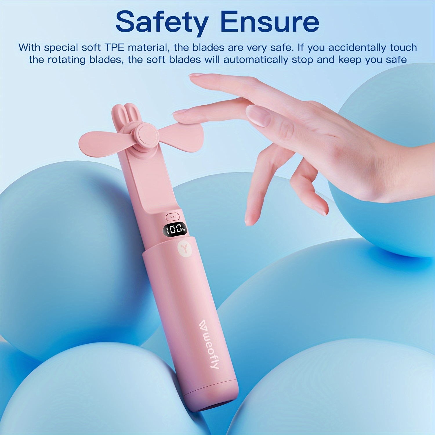 portable handheld fan mini hand held fan foldable small fan with usb rechargeable 2000mah battery mini pocket fan for travel and outdoor activities details 5