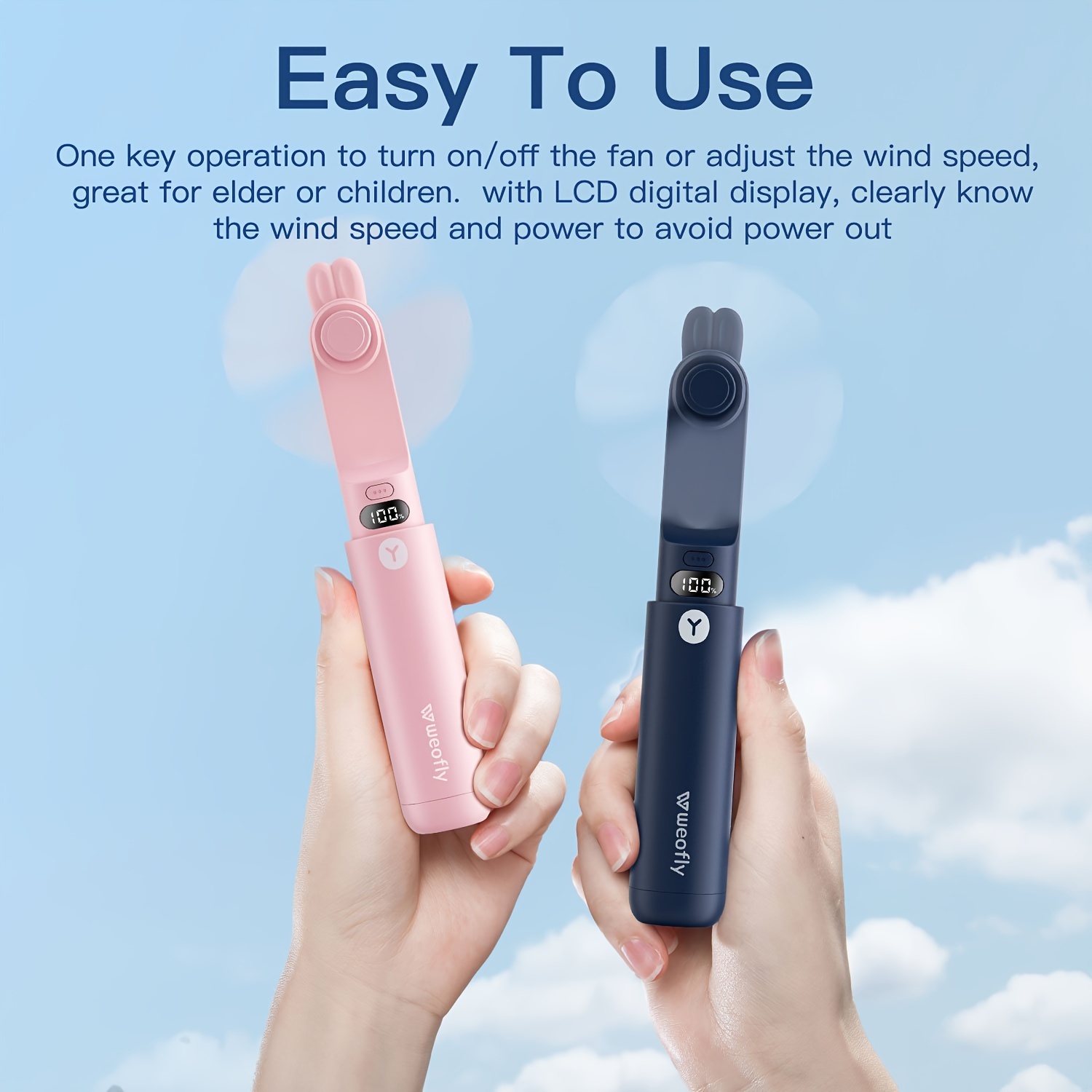 portable handheld fan mini hand held fan foldable small fan with usb rechargeable 2000mah battery mini pocket fan for travel and outdoor activities details 6