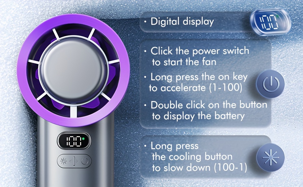 womens handheld portable fan cooling display mini jet fan cooling fan for travel camping outdoor 3600mah details 2