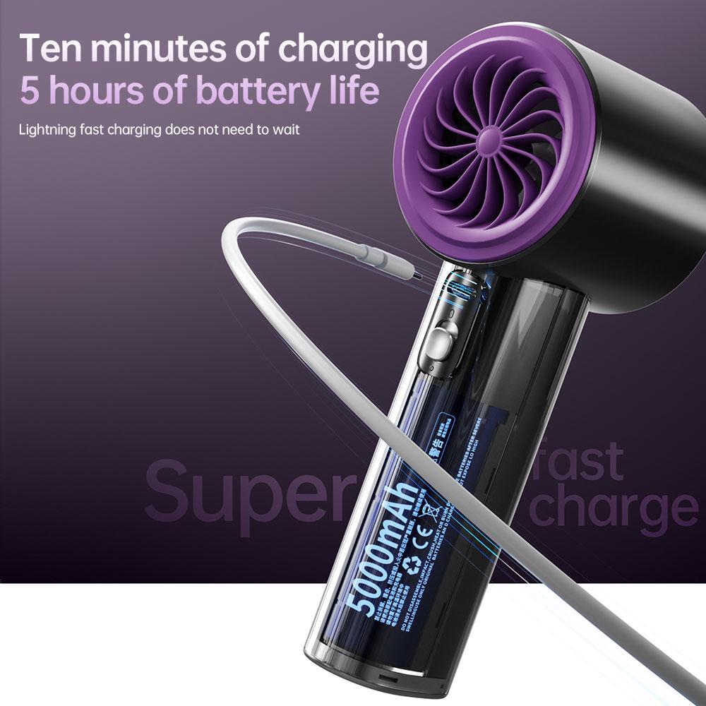 fast shipping3 in 1 handheld portable turbo fan with led 3 modes of emergency lights powerful handheld fan with built in aromatherapy refilling pad rechargeable with 5000mah battery large capacity 100 levels of stepless adjustment details 0