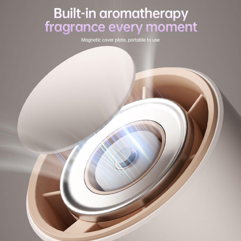 fast shipping3 in 1 handheld portable turbo fan with led 3 modes of emergency lights powerful handheld fan with built in aromatherapy refilling pad rechargeable with 5000mah battery large capacity 100 levels of stepless adjustment details 7