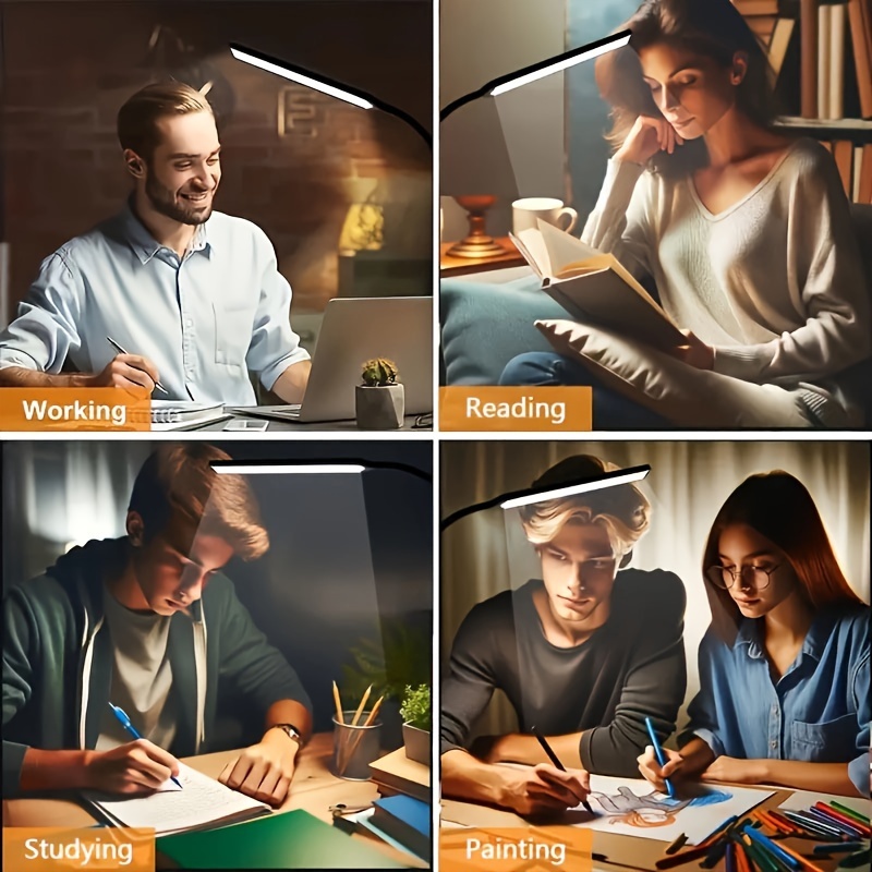 1pc led desk lamp with clamp and flexible gooseneck eye care for home adjustable usb powered with power plug included details 3