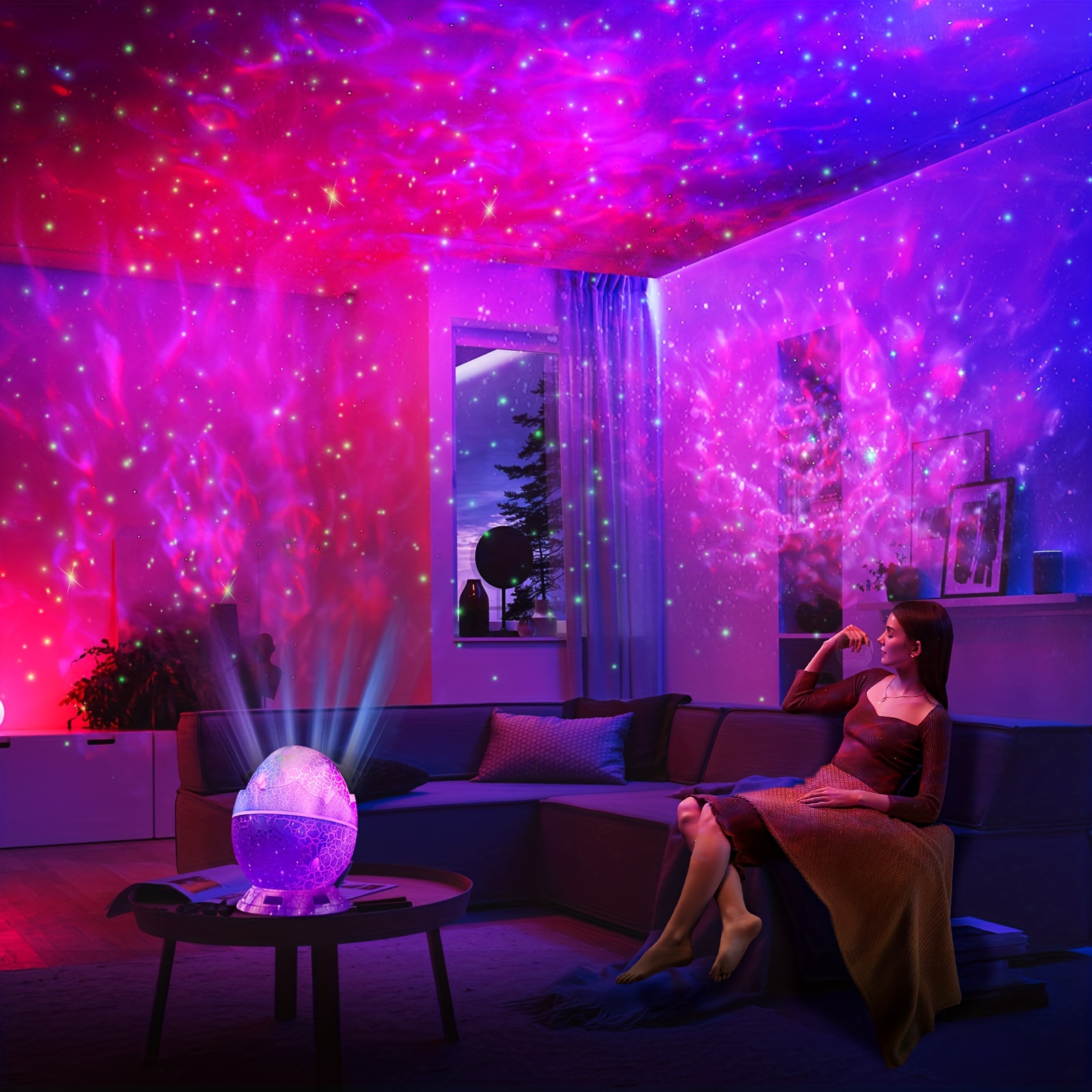 for galaxy star projector night light with dinosaur egg design colorful nebula stars timer remote control perfect gift for christmas parties home theater decor details 5