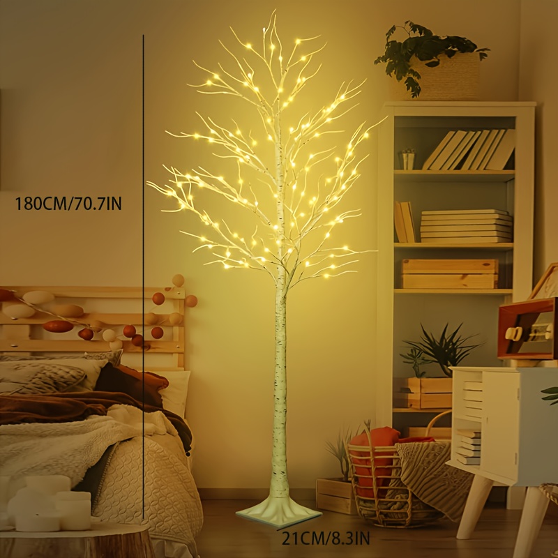 1pc usb 1 8m luminous tree warm whiteled artificial tree with light for house party decoration indoorand outdoor christmas decoration tree details 2