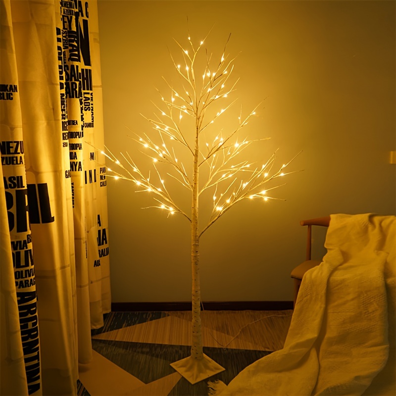 1pc usb 1 8m luminous tree warm whiteled artificial tree with light for house party decoration indoorand outdoor christmas decoration tree details 3