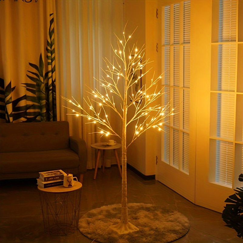 1pc usb 1 8m luminous tree warm whiteled artificial tree with light for house party decoration indoorand outdoor christmas decoration tree details 4
