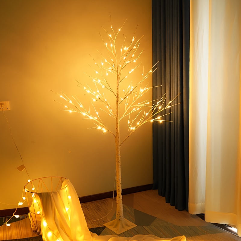 1pc usb 1 8m luminous tree warm whiteled artificial tree with light for house party decoration indoorand outdoor christmas decoration tree details 5