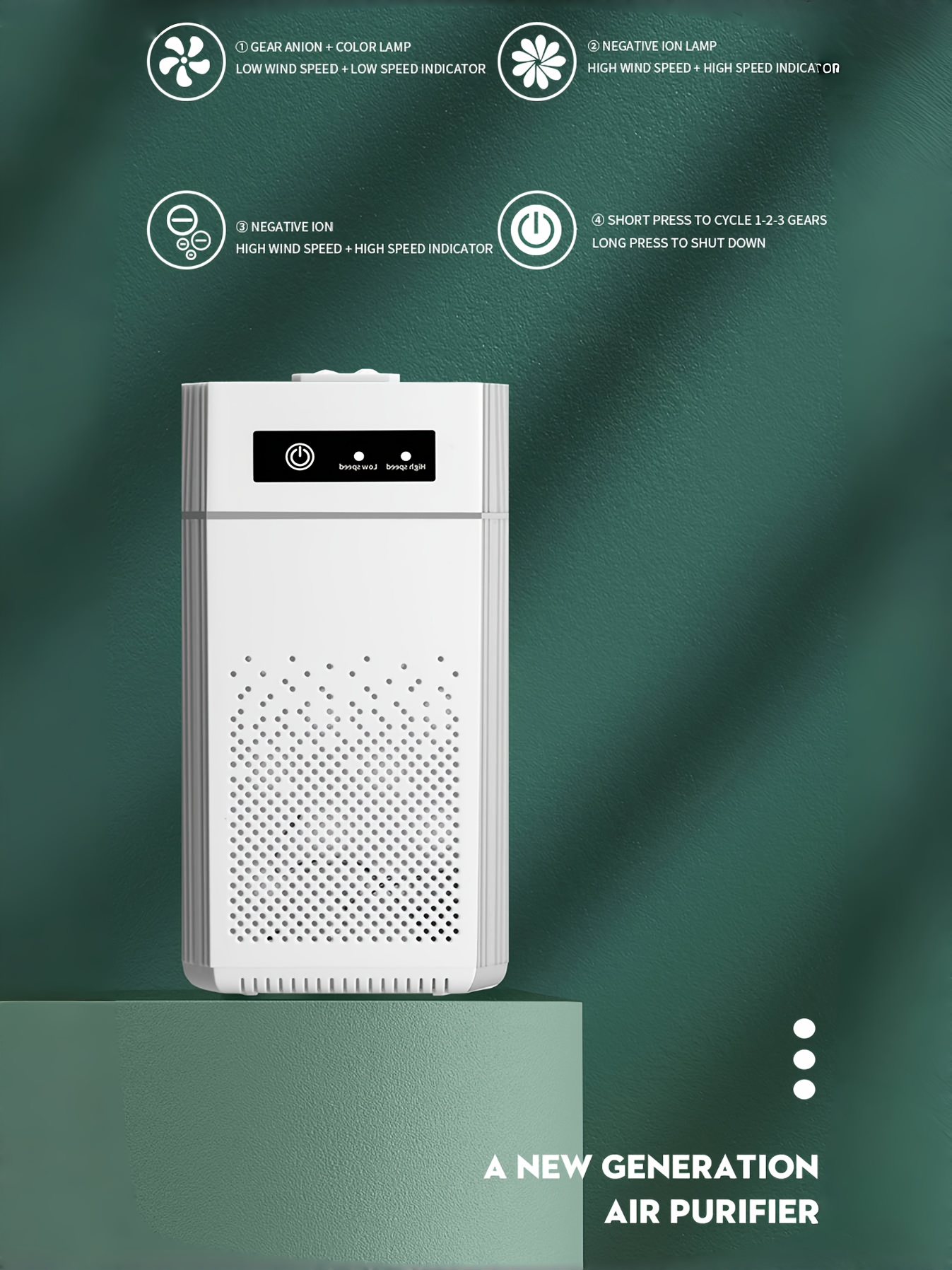 hepa with usb charging portable desktop air cleaner for home office multi function negative ion purification formaldehyde removal odor eliminator smoke pet dander filter details 1