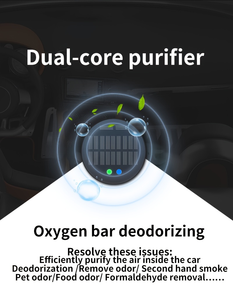 usb powered car compact quiet odor eliminator for pet food and smoke smells with solar panel option details 0