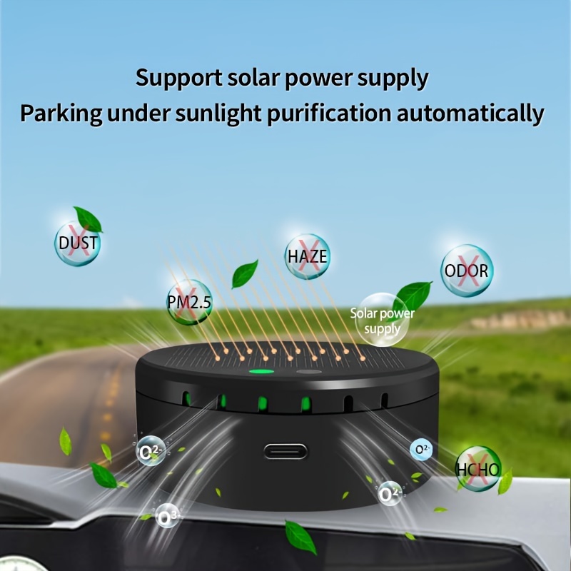 usb powered car compact quiet odor eliminator for pet food and smoke smells with solar panel option details 7
