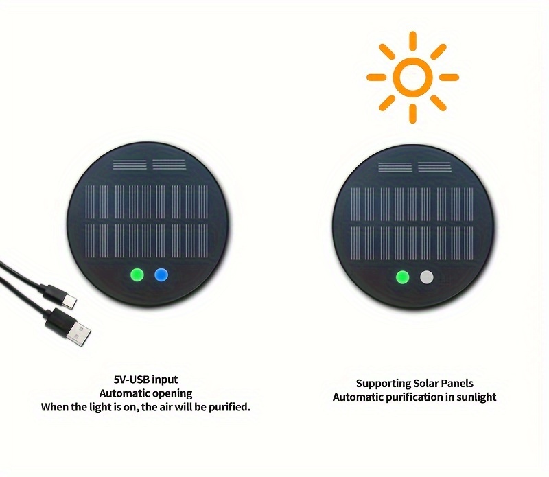 usb powered car compact quiet odor eliminator for pet food and smoke smells with solar panel option details 8
