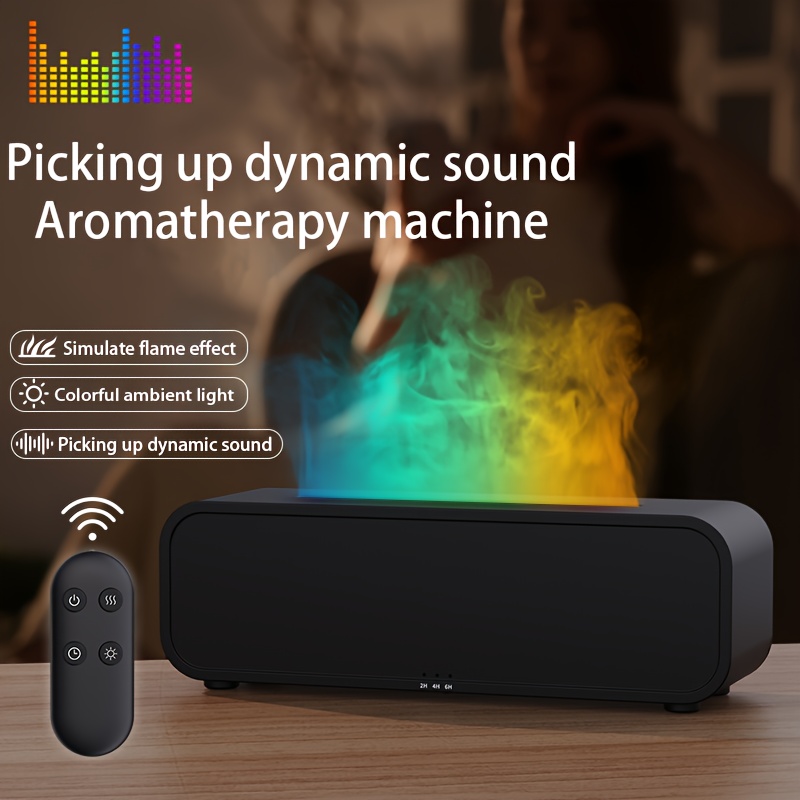 music flame humidifier with 7 color rgb illumination remote control aromatherapy auto shut off for low for home office school great holiday gift details 0