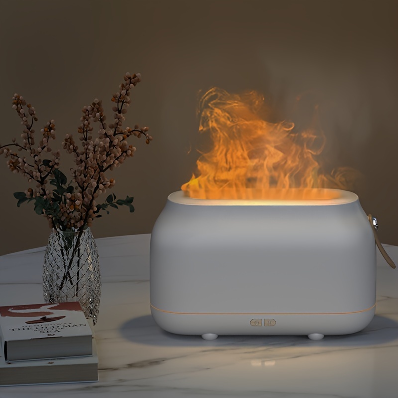 quiet mini aromatherapy diffuser with flame effect portable humidifier for home office and car usb powered night light feature fill design details 6